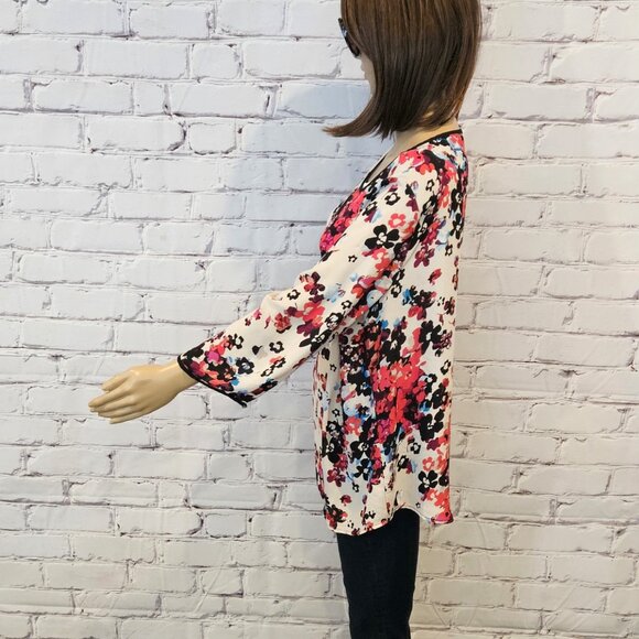 ADRIANNA PAPELL - Beautiful 3/4 sleeve fuchsia/turquoise floral blouse - Picture 7 of 10